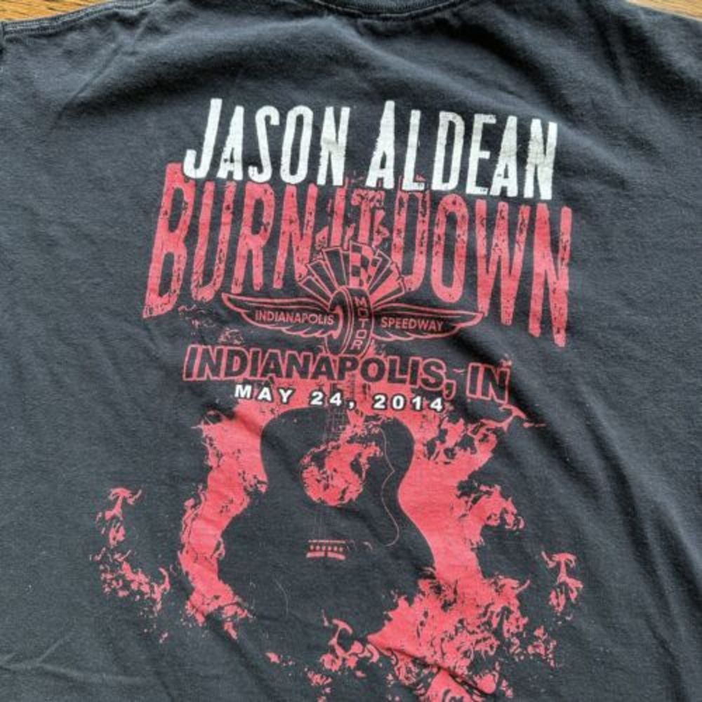 RARE Jason Aldean - "Burn It‎ Down" Indianapolis Speedway 2014 Shirt - M - Anvil